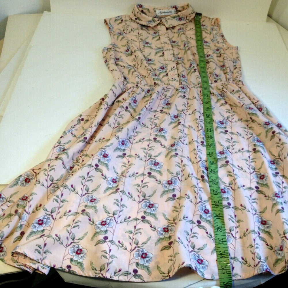 Aphratti Dress Sleeveless Collared Button Top Designed w/ Roses Size Small - Picture 11 of 12